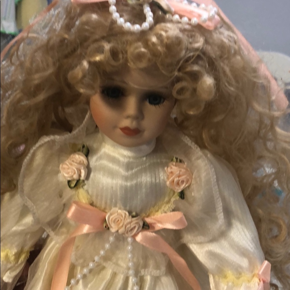 Beautiful porcelain doll long blonde hair